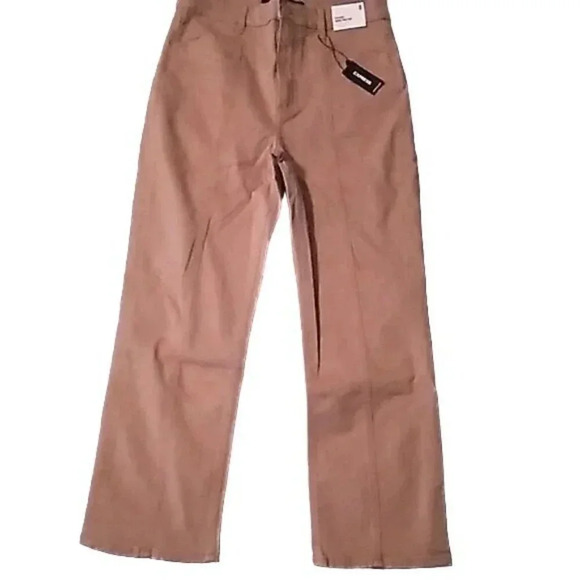Express Khaki High Rise Straight Leg Pants - Picture 3 of 4